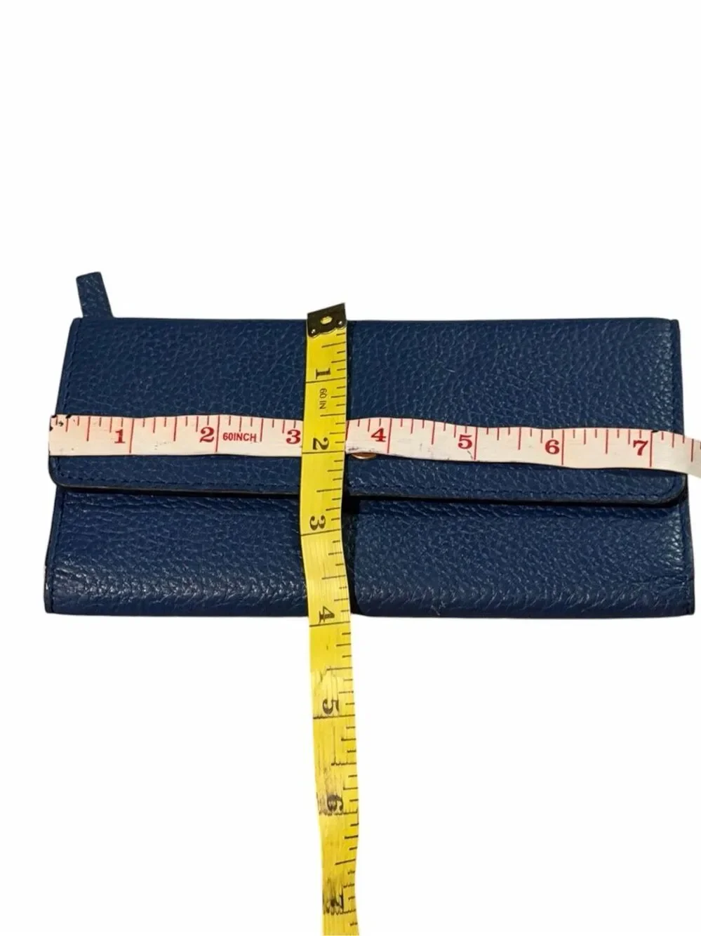 LODIS Kate Large Flap Blue Pebbled Leather RFID Wallet Continental Clutch